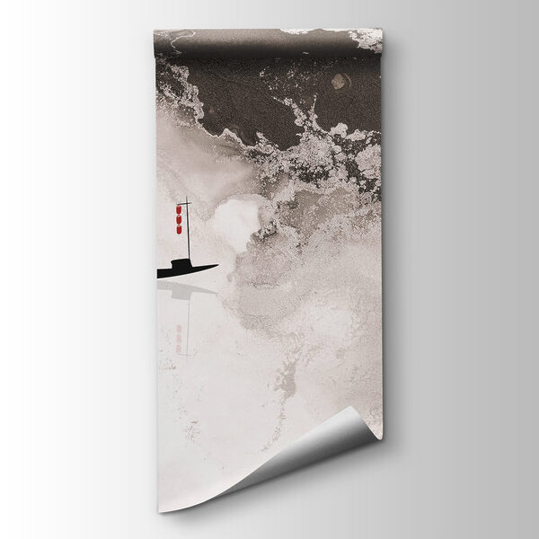 Silhouette of a man on a boat with a bird on it Silhouette of a man on a boat with a bird on it