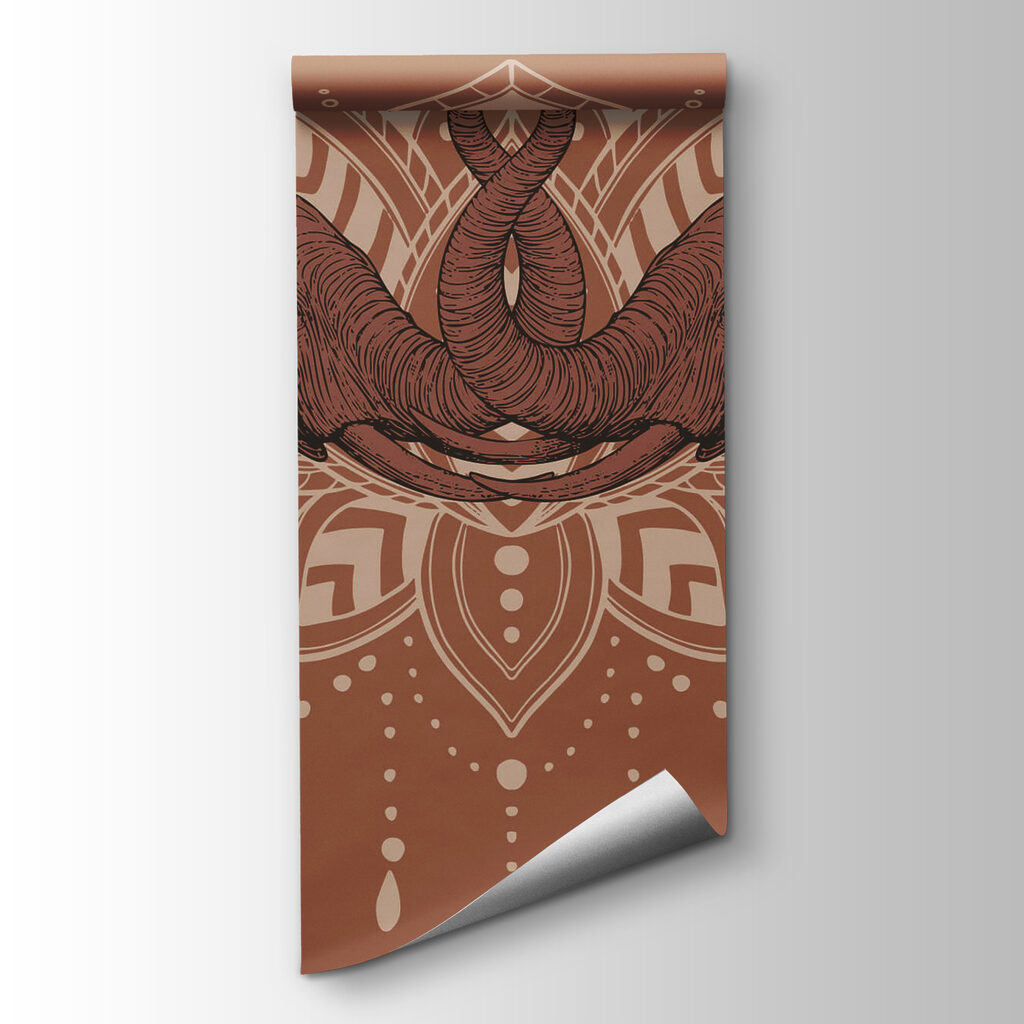 Two elephants with their trunks touching each other