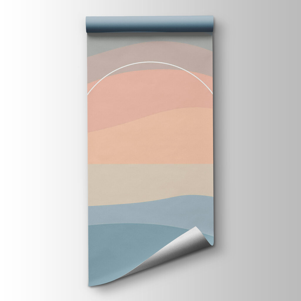 Colorful waves with a white circle in the sky