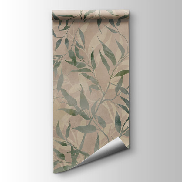 Pattern of leaves on a beige background