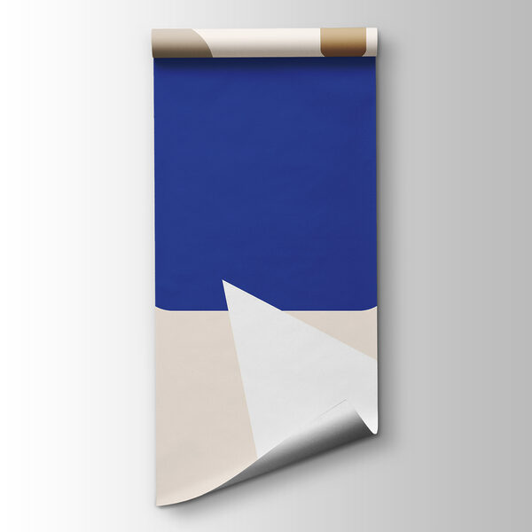 Blue and brown squares and a white arrow Blue and brown squares and a white arrow