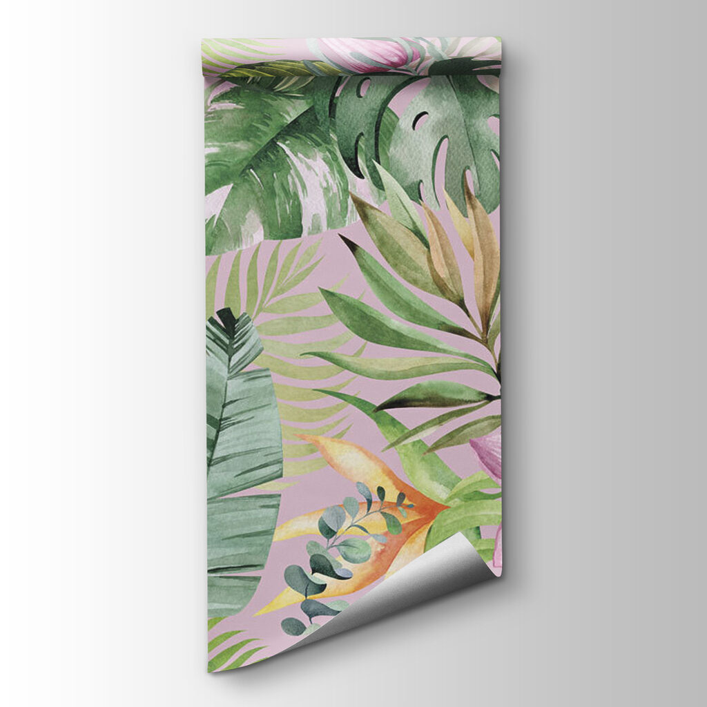 Pattern of tropical leaves and flowers