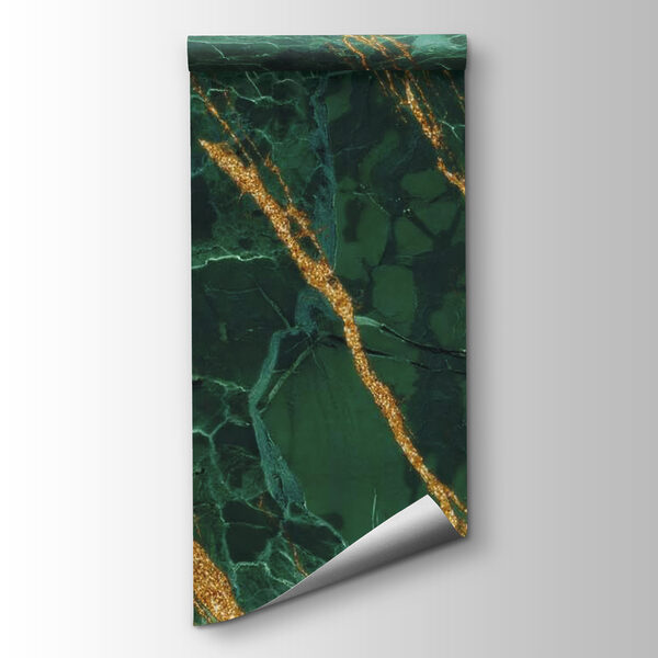 Emerald veins through polished stone