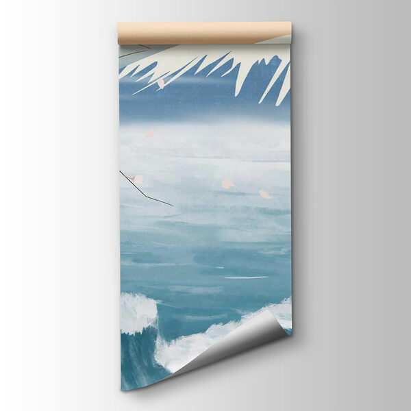 Mountain with waves and a bird flying Mountain with waves and a bird flying