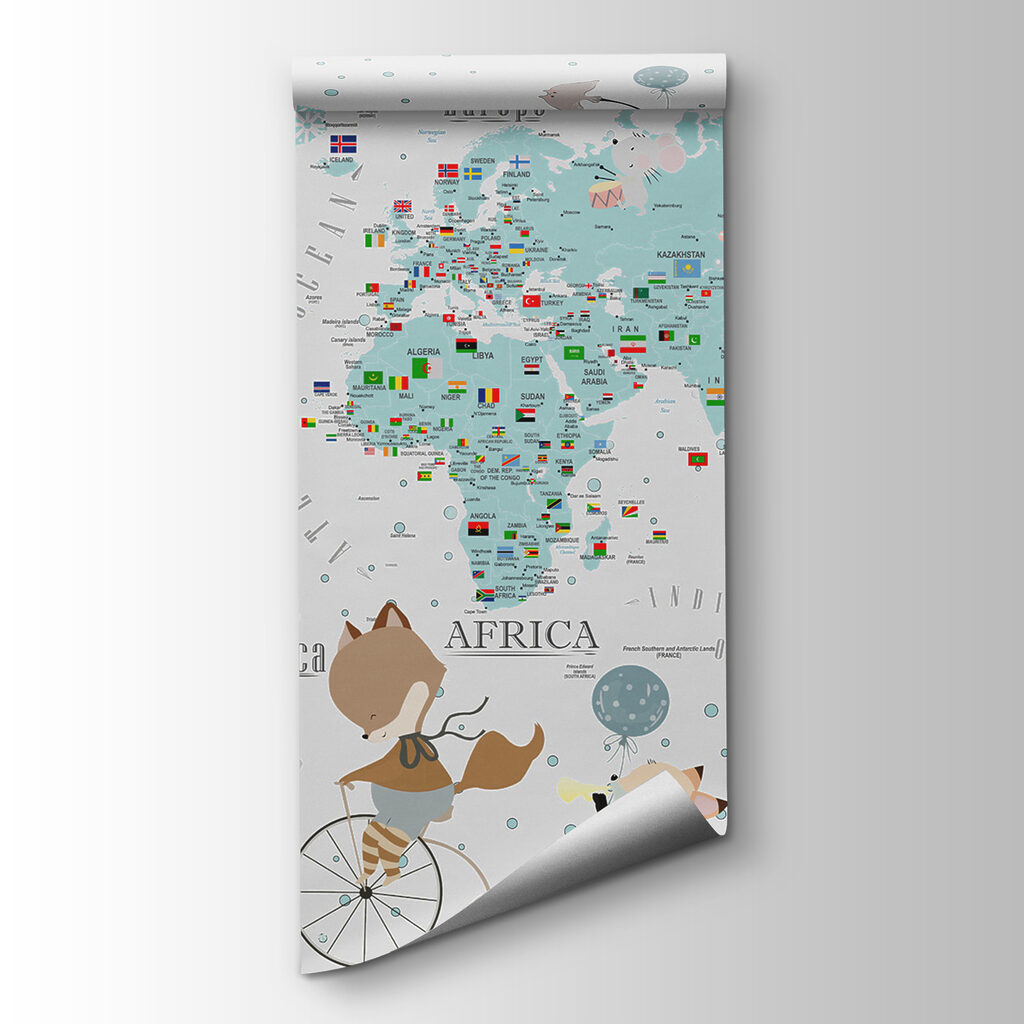 A map of the world with animals A map of the world with animals