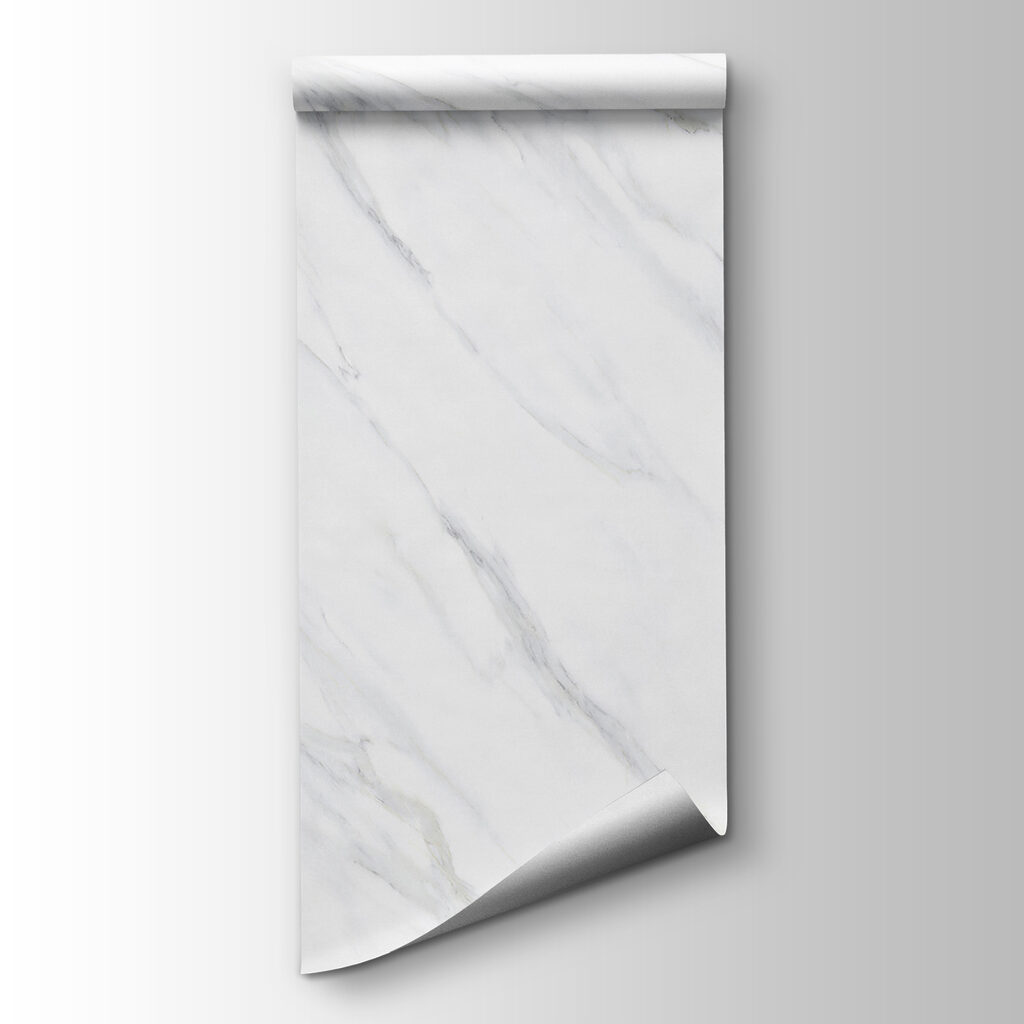 White marble surface with black veins