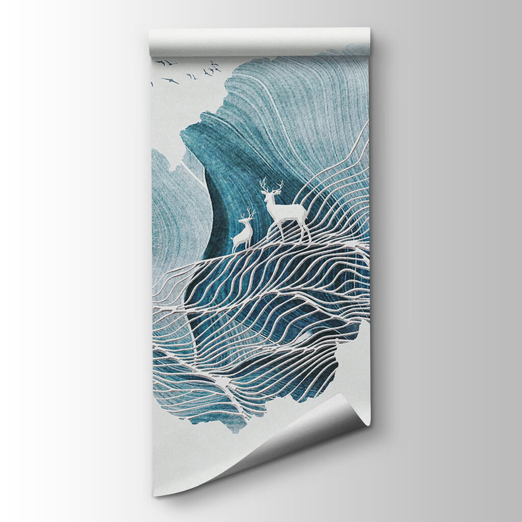 Drawing of a landscape with birds Drawing of a landscape with birds