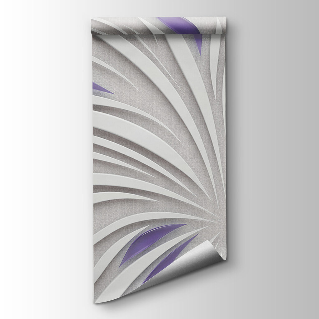 A white and purple swirls on a wall