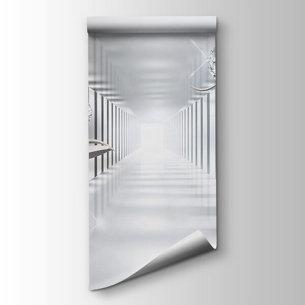 White hallway with diamonds and flowers White hallway with diamonds and flowers