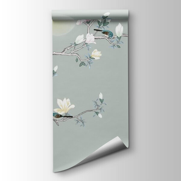 Bird on a branch with flowers and birds Bird on a branch with flowers and birds