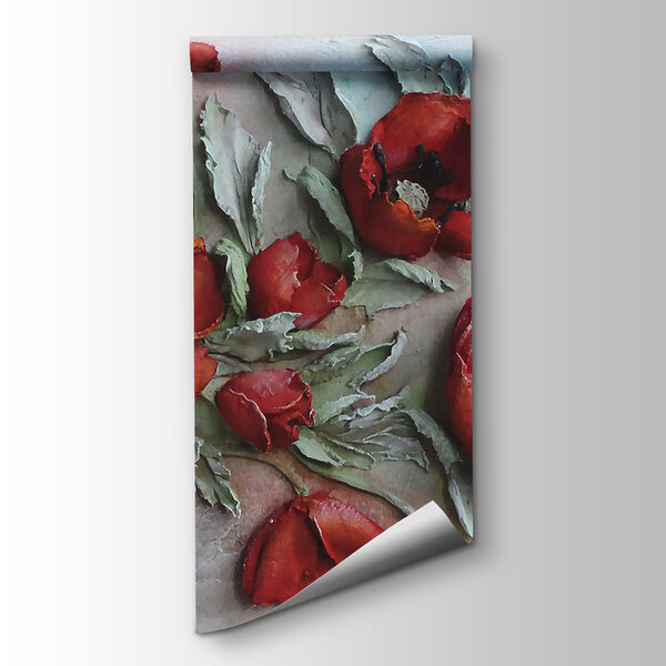 Vibrant red flowers in soft hues