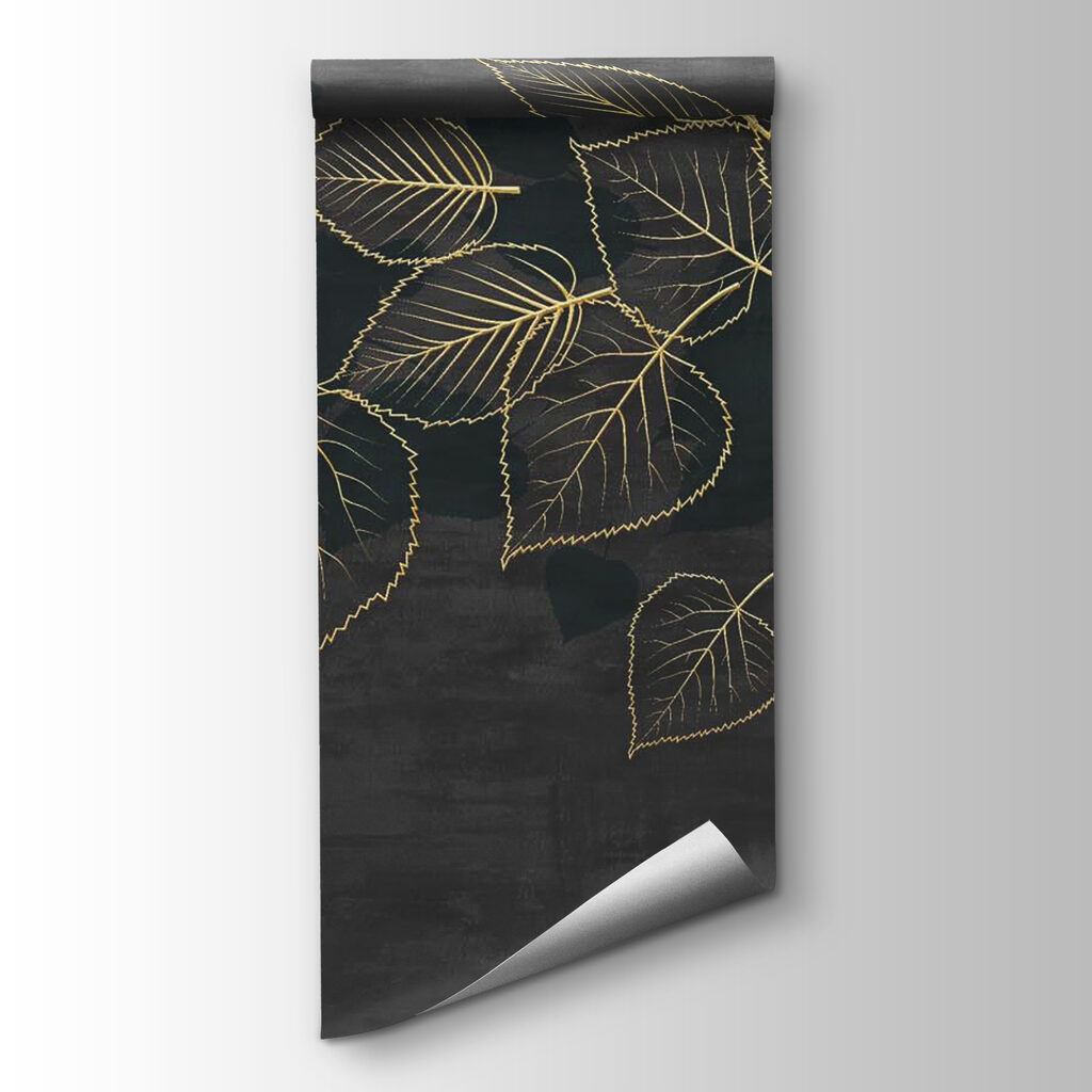 Drawing of leaves on a black background