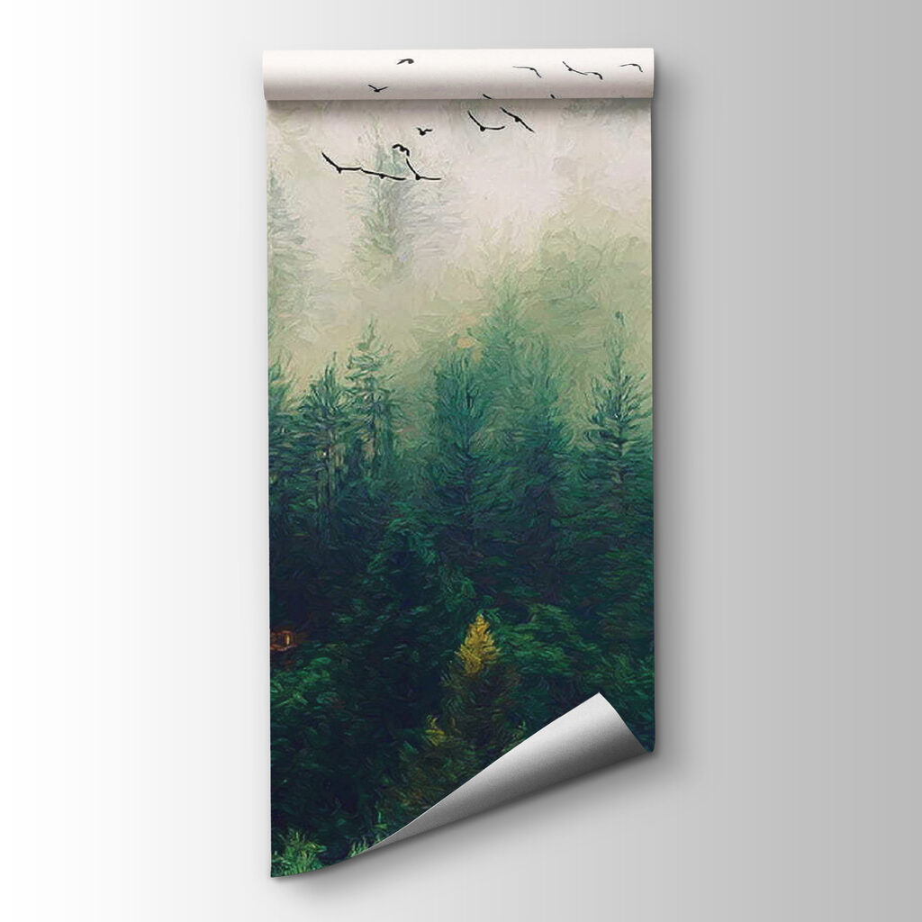 Birds flying over a forest