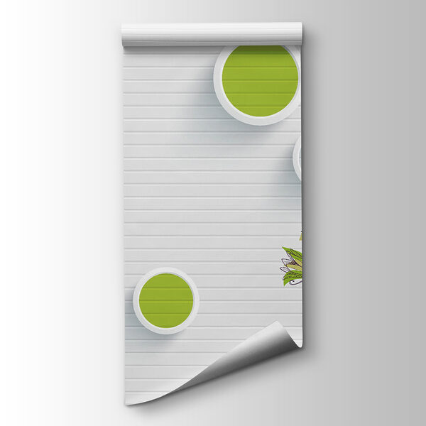 Wallpaper with flowers and circles