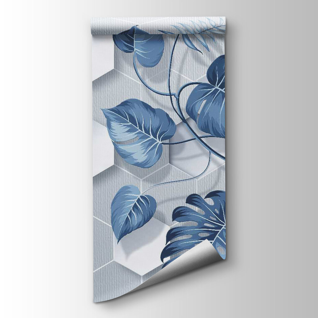 Blue leaves on a white background