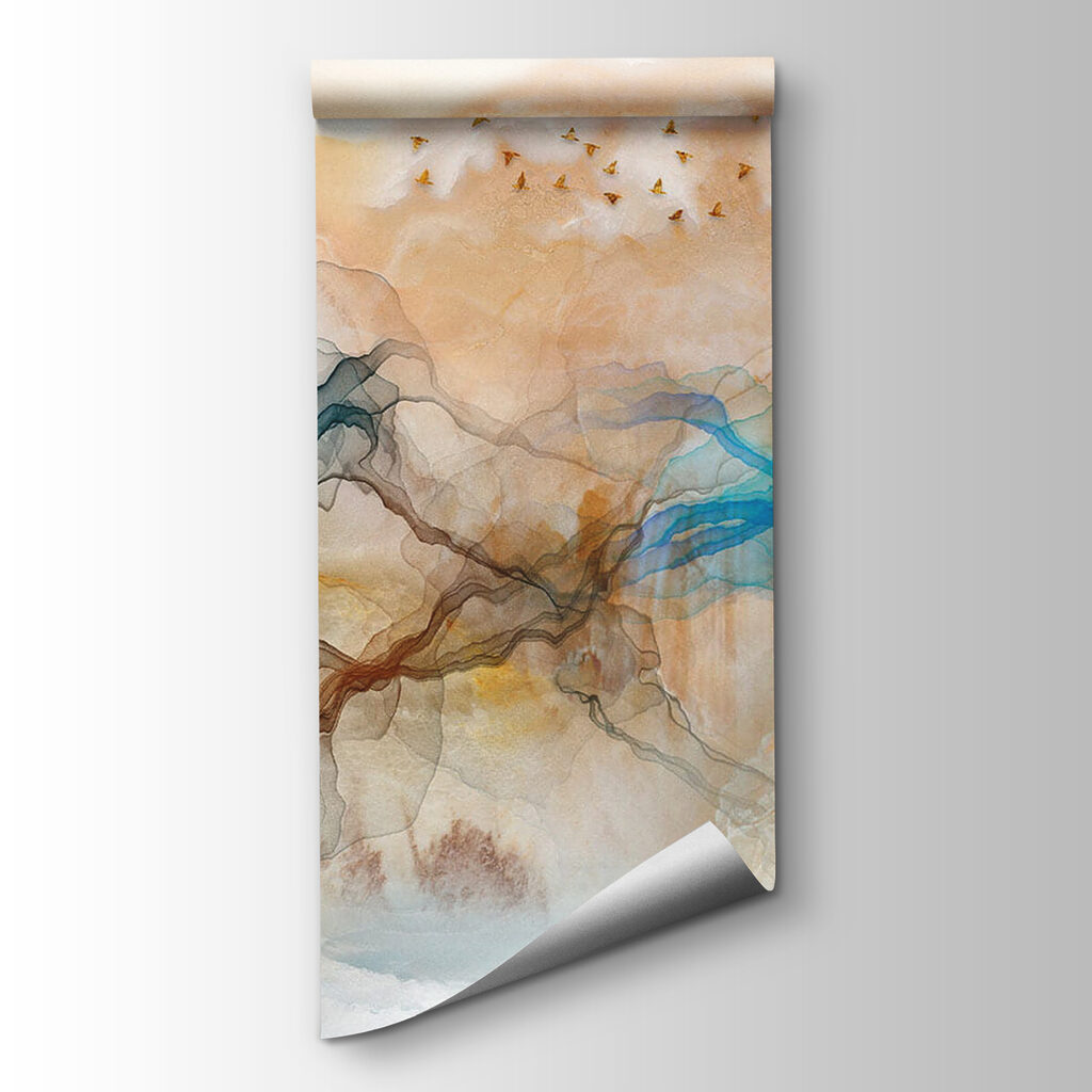 Painting of birds flying in the sky