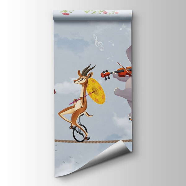 Group of animals riding unicycle Group of animals riding unicycle