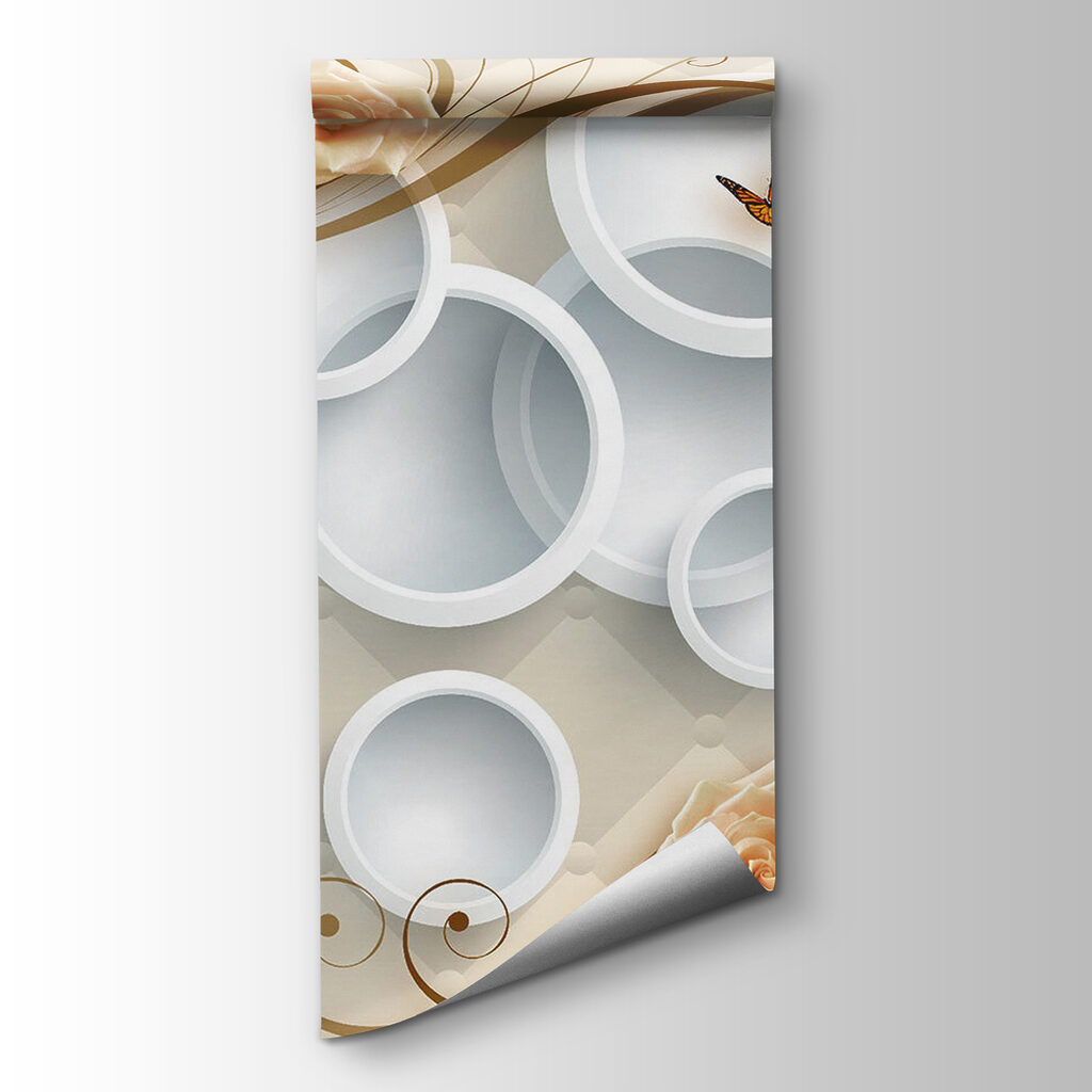 Wallpaper with roses and butterflies