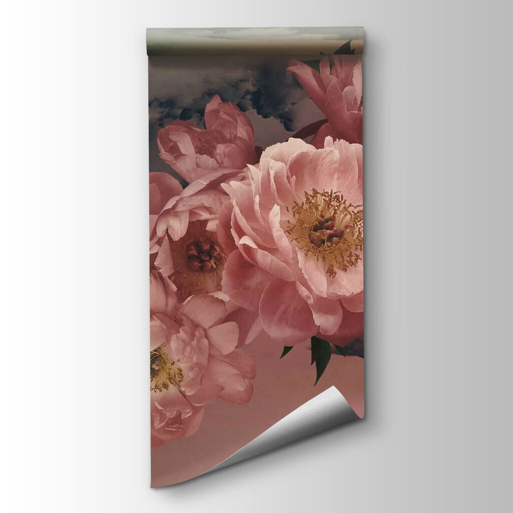 Butterfly flying over a bunch of pink flowers