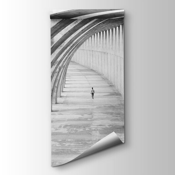 Person running in a tunnel