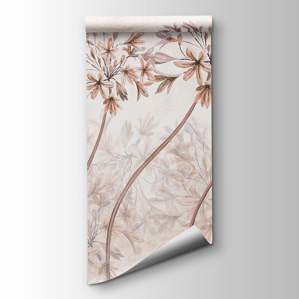 A painting of flowers and butterflies A painting of flowers and butterflies