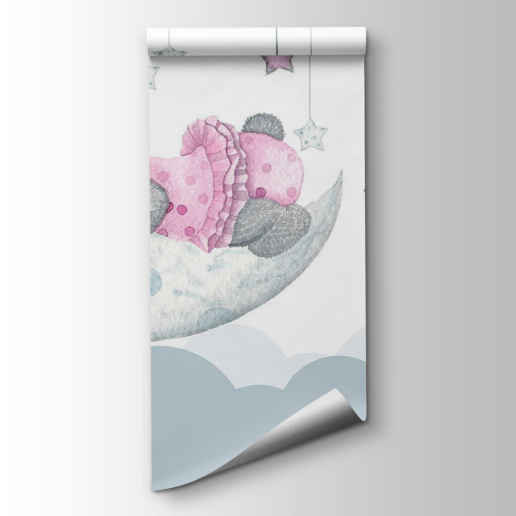 Teddy bear sleeping on the moon