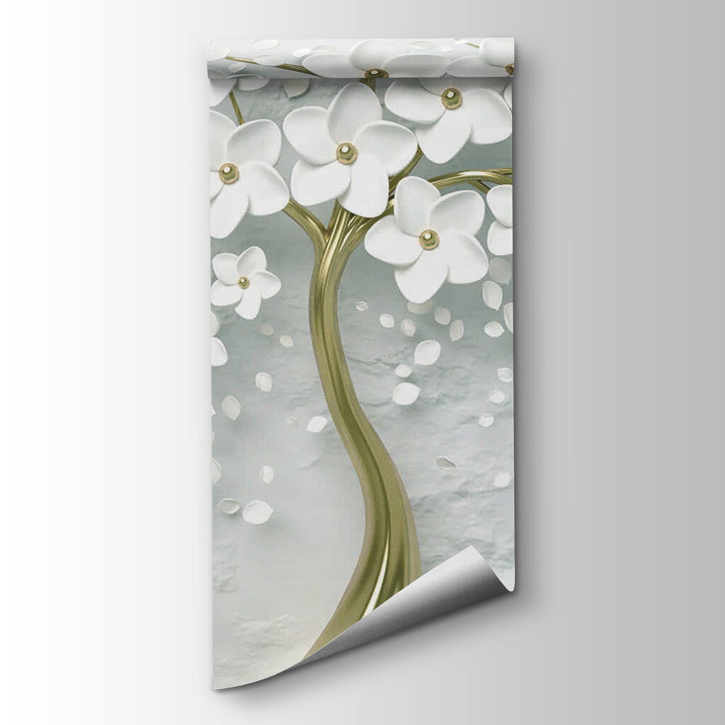 Tree with white flowers on a grey background Tree with white flowers on a grey background