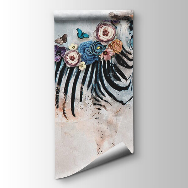 Zebra with flowers on its head