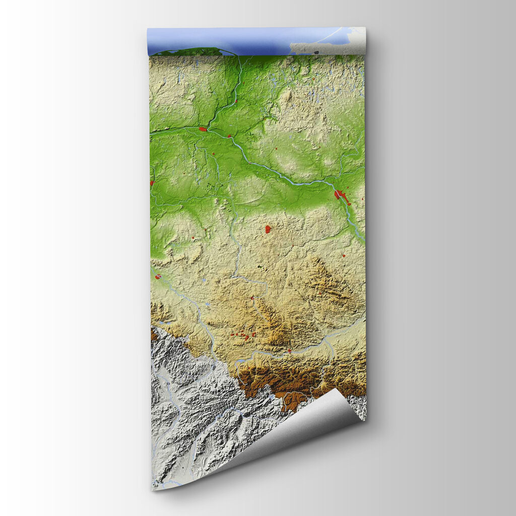 Map of poland with land and water Map of poland with land and water
