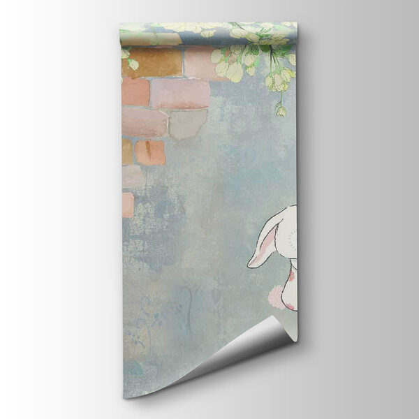 Cartoon rabbit and a house with flowers Cartoon rabbit and a house with flowers