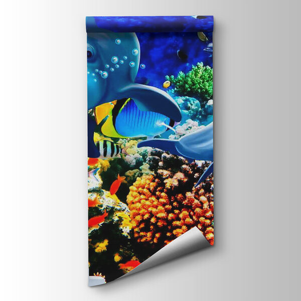 Mural of a fish and dolphins