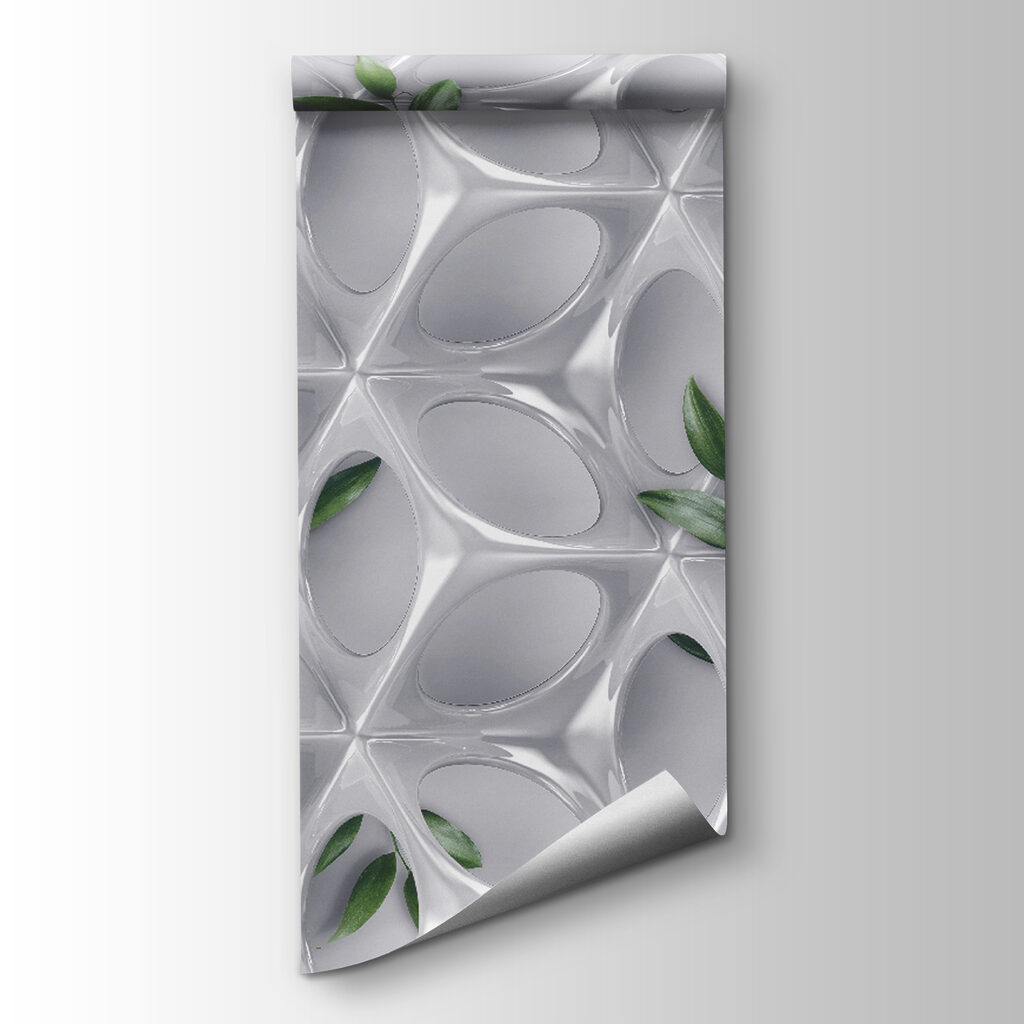 White wall with green leaves White wall with green leaves