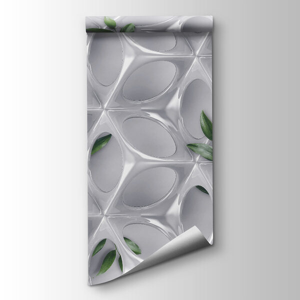 White wall with green leaves White wall with green leaves