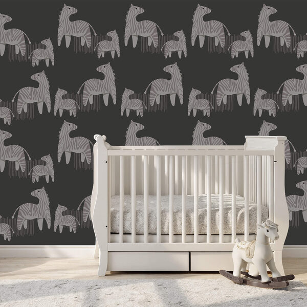 Візерунок коней на чорному тлі