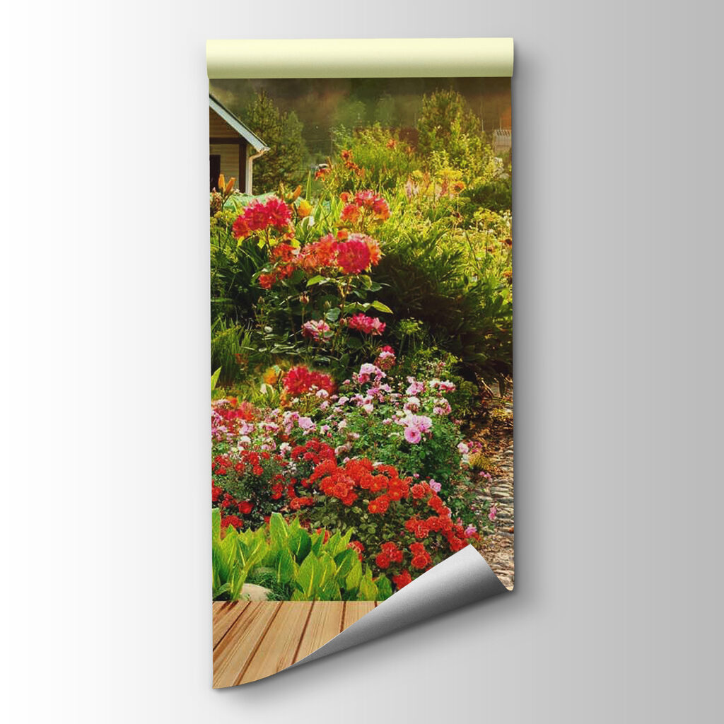 Garden with flowers and a house