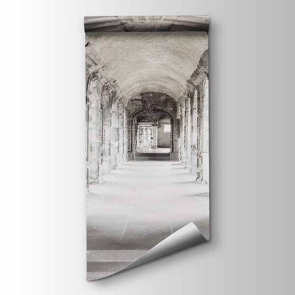 Stone archway with a stone wall