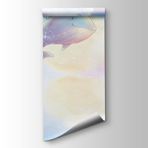 Cartoon of a girl riding a whale