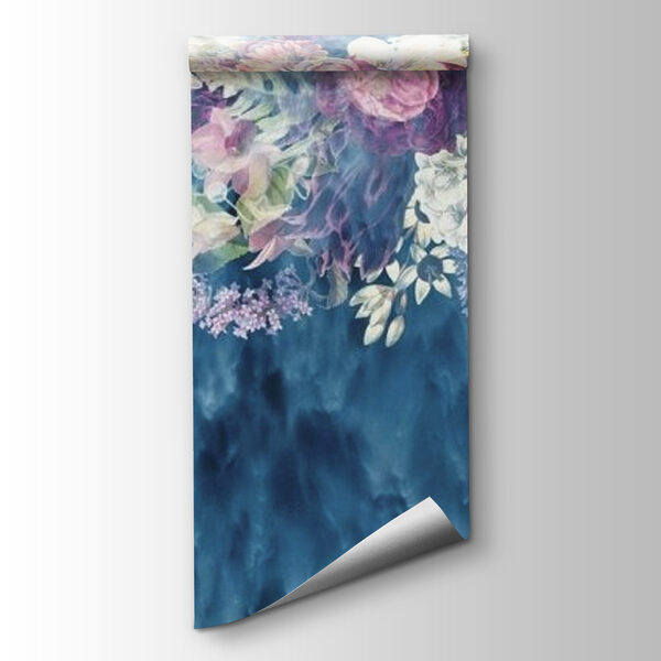 Group of flowers in a blue background