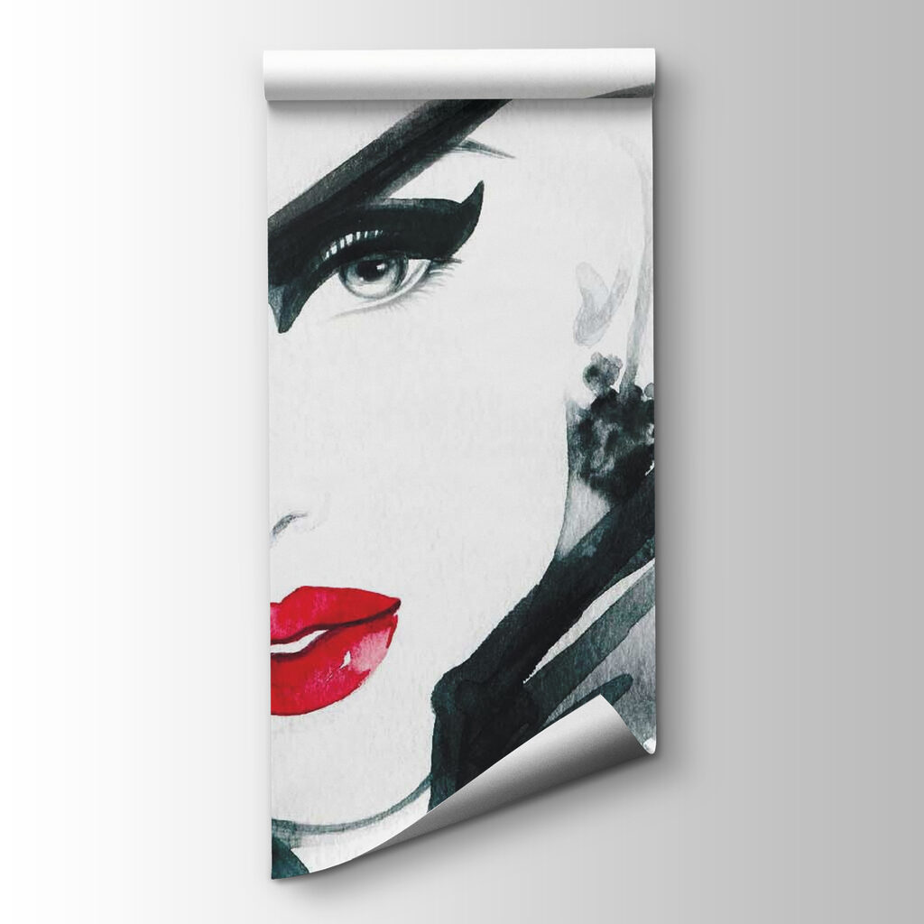 Woman with red lips and black hat Woman with red lips and black hat