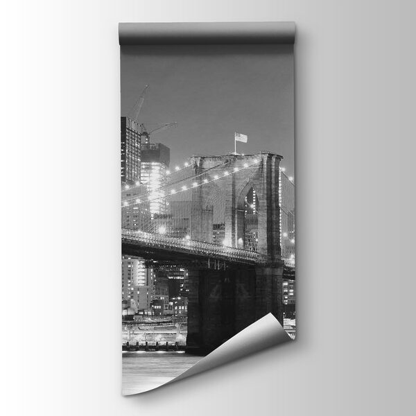 Bridge over water with city skyline in the background Bridge over water with city skyline in the background