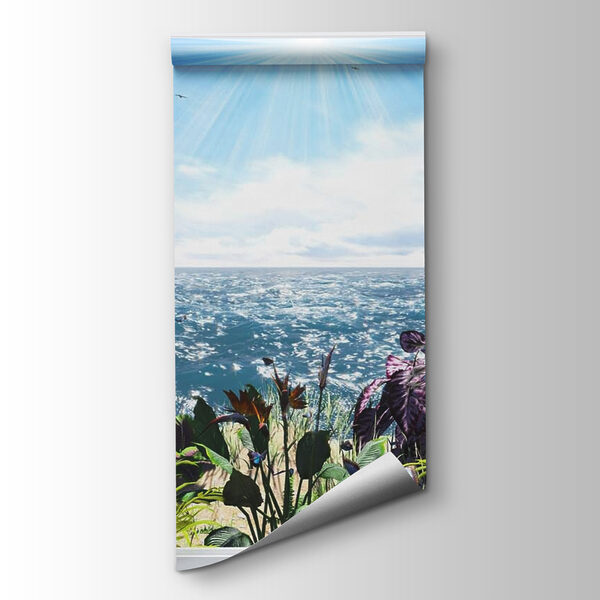 Window with a view of the ocean and a sailboat Window with a view of the ocean and a sailboat