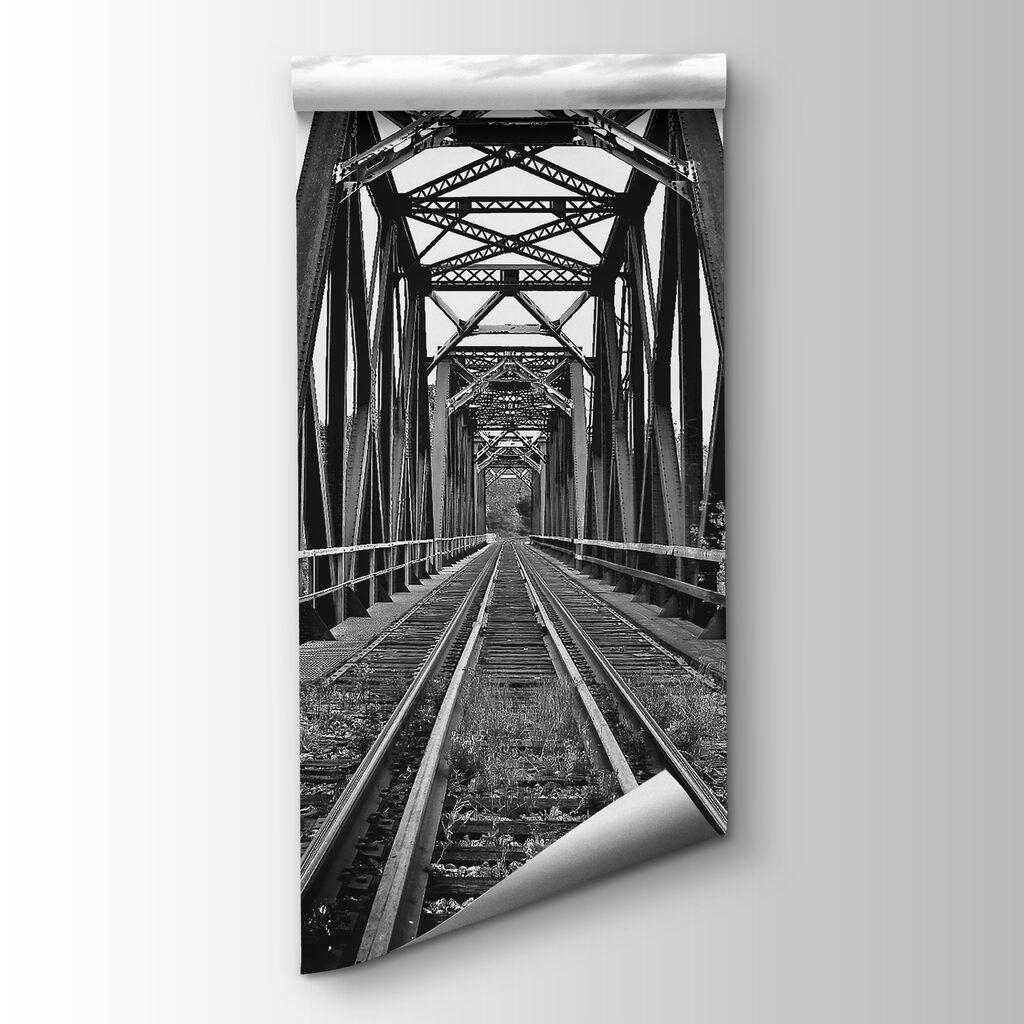 Train tracks going through a bridge