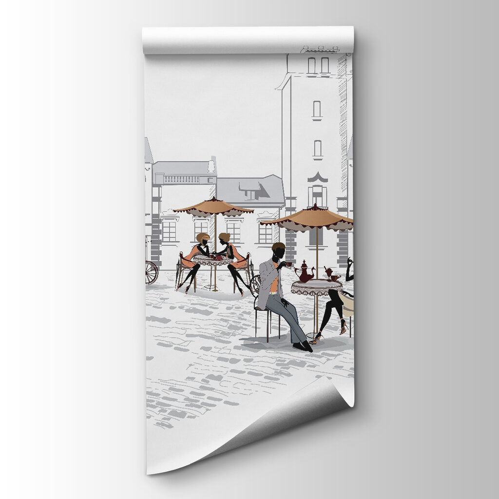 Group of people sitting on benches in a city Group of people sitting on benches in a city