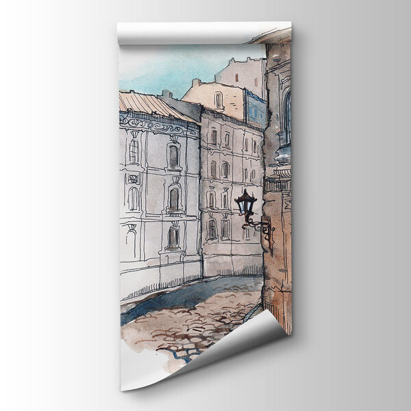 Drawing of a street with buildings