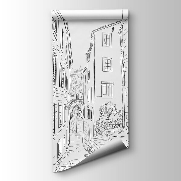 Drawing of a street with buildings