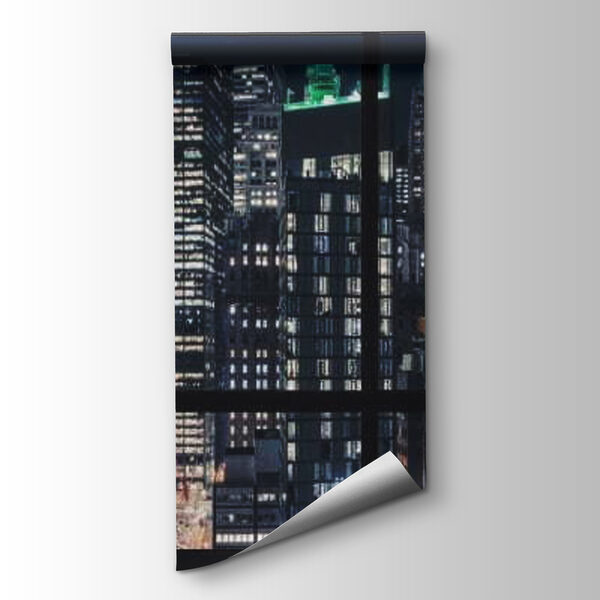 View of a city from a window at night View of a city from a window at night