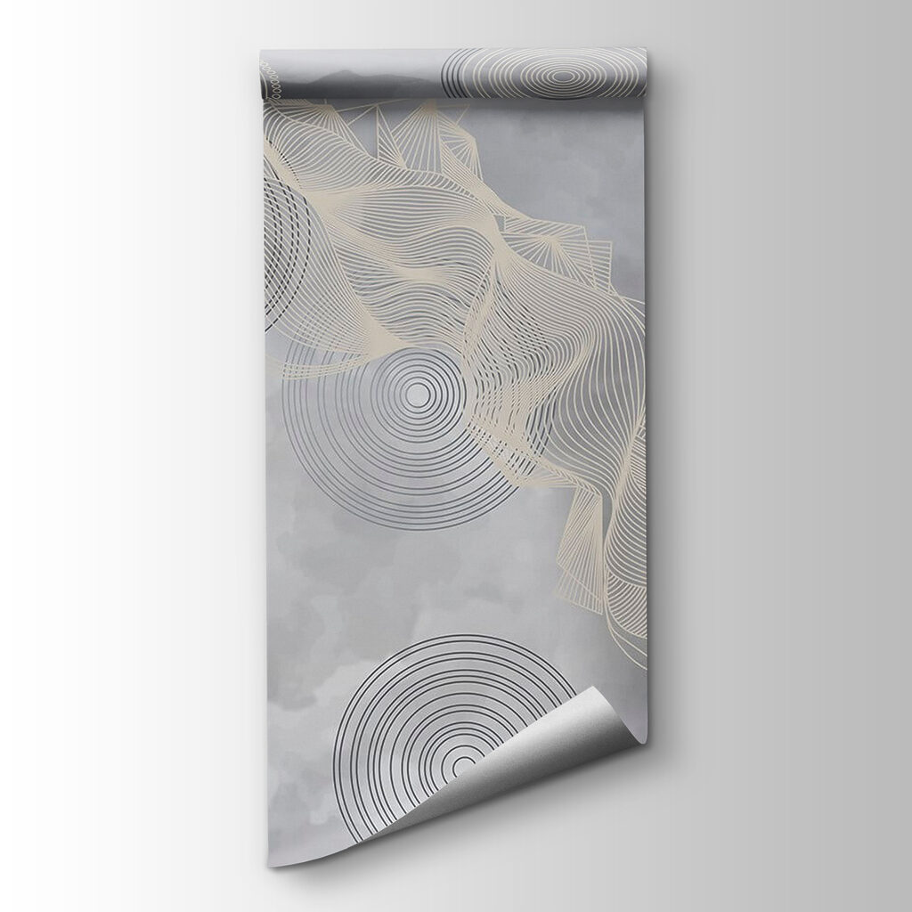 Grey and white background with circles and lines