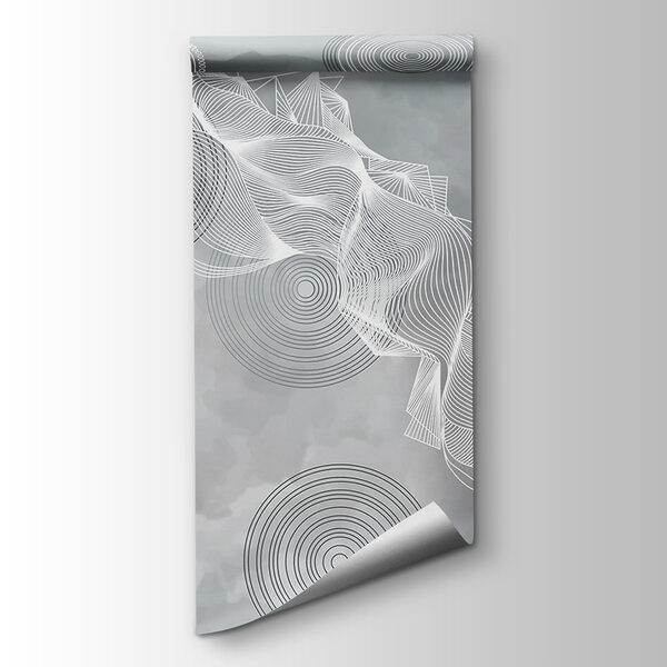 White and black swirls on a gray background