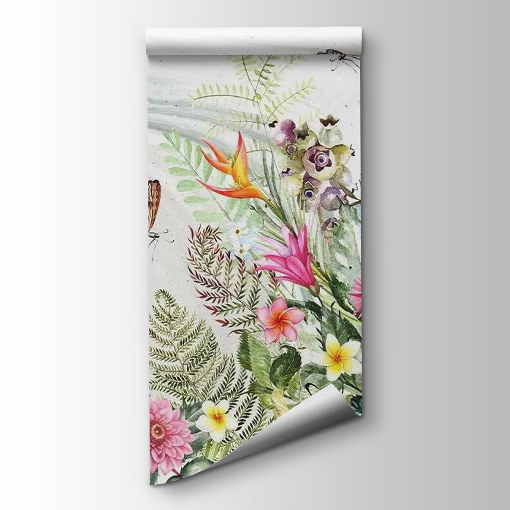 Painting of flowers and butterflies