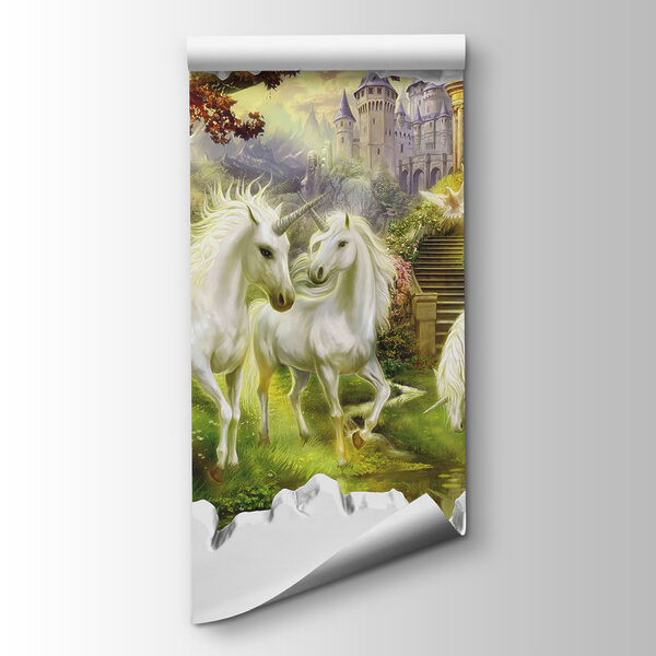 Wall with a castle and unicorns